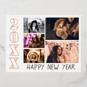 Happy New Year 2023 5 Photo Collage Real Folie Feestdagen Briefkaart (Voorkant)