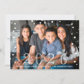 Happy New Year 2023 Black White Confetti Foto Feestdagenkaart (Voorkant)