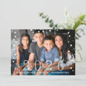 Happy New Year 2023 Black White Confetti Foto Feestdagenkaart (Staand voorkant)