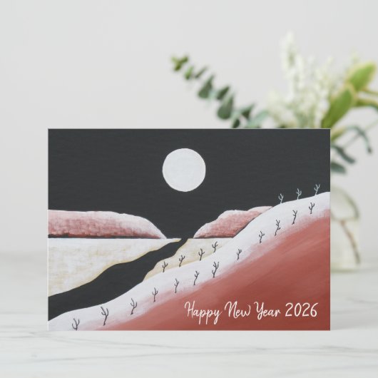 Happy New Year 2023 Desert Southwest Typografie Feestdagenkaart (Staand voorkant)