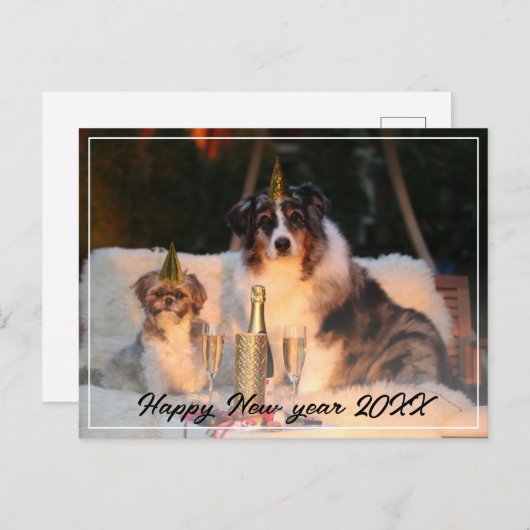 Happy New Year 2023 Dog Photo Script Holiday Feestdagenkaart (Voorkant / Achterkant)
