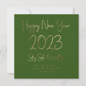 Happy New Year 2023 Elegant Gold Script Green Feestdagenkaart (Voorkant)