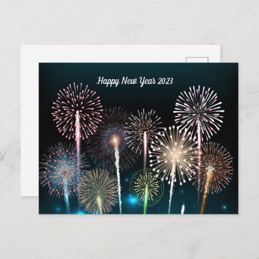 Happy New Year 2023 Fireworks-Briefkaart Briefkaart (Voorkant / Achterkant)