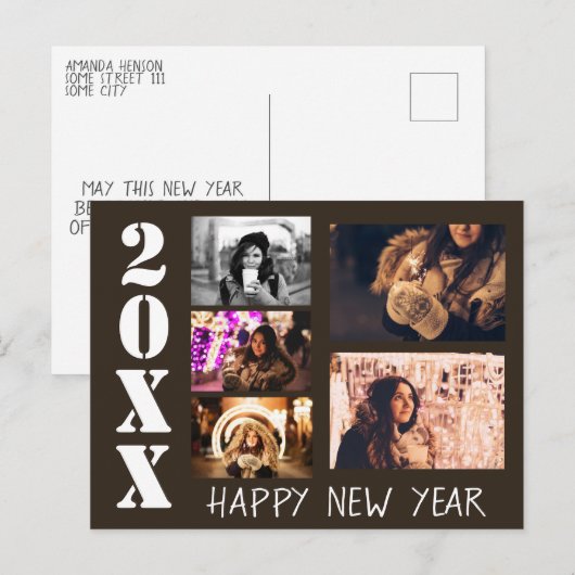 Happy New Year 2023 Greetings 5 Photo Collage Briefkaart (Voorkant / Achterkant)