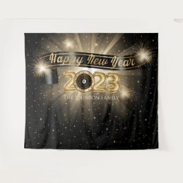 Happy New Year 2023 Photo Booth Backdrop Wandkleed