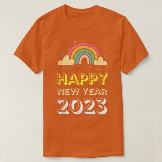 Happy New Year 2023 Rainbow Clouds Funny T-shirt (Design voorkant)