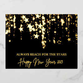 Happy New Year 2023 Reach for the Stars Real foil Folie Feestdagen Briefkaart