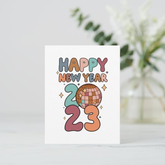 Happy New Year 2023  retro Briefkaart (Staand voorkant)