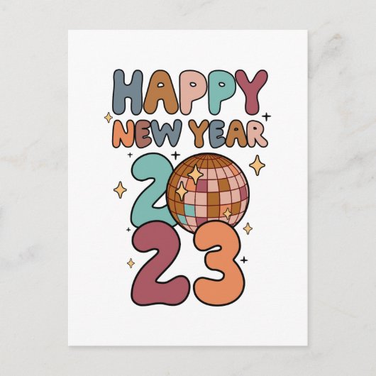 Happy New Year 2023 retro Briefkaart (Voorkant)
