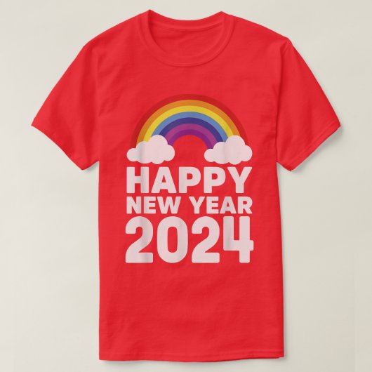 Happy New Year 2024 Rainbow Clouds Chinese Lunar H T-shirt (Design voorkant)