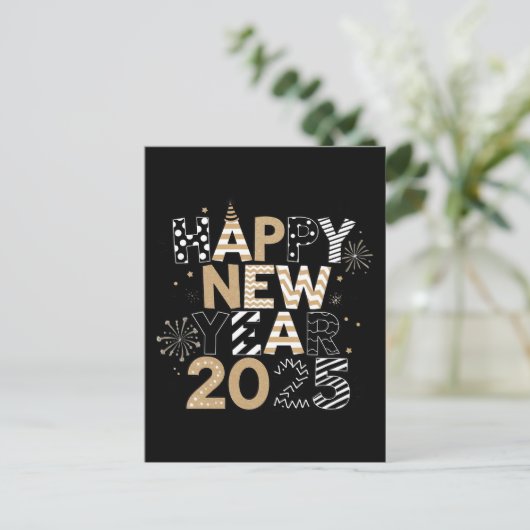 Happy New Year 2025 Briefkaart – Leuke en frisse G (Staand voorkant)