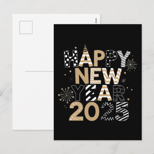 Happy New Year 2025 Briefkaart – Leuke en frisse G (Voorkant / Achterkant)