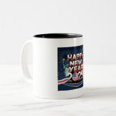 Happy New Year 2025 Design - Modern en feestelijk. Tweekleurige Koffiemok (Voorkant links)