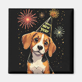 Happy New Year 2025 Eve Firework Dog Funny Beagle  Magneet (Voorkant)