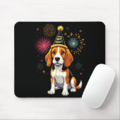 Happy New Year 2025 Eve Firework Dog Funny Beagle Muismat (Met muis)