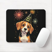 Happy New Year 2025 Eve Firework Dog Funny Beagle Muismat (Met muis)