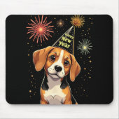 Happy New Year 2025 Eve Firework Dog Funny Beagle Muismat (Voorkant)