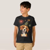 Happy New Year 2025 Eve Firework Dog Funny Beagle  T-shirt (Voorkant volledig)