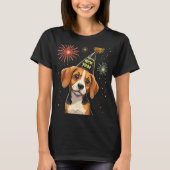 Happy New Year 2025 Eve Firework Dog Funny Beagle  T-shirt (Voorkant)
