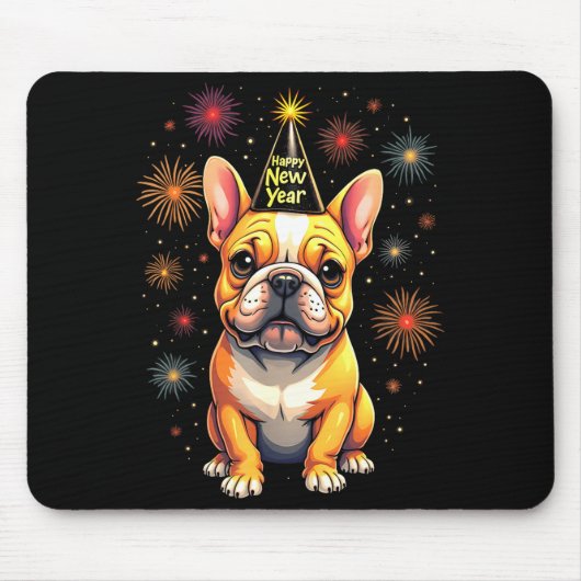 Happy New Year 2025 Eve Firework Dog Funny French  Muismat (Voorkant)