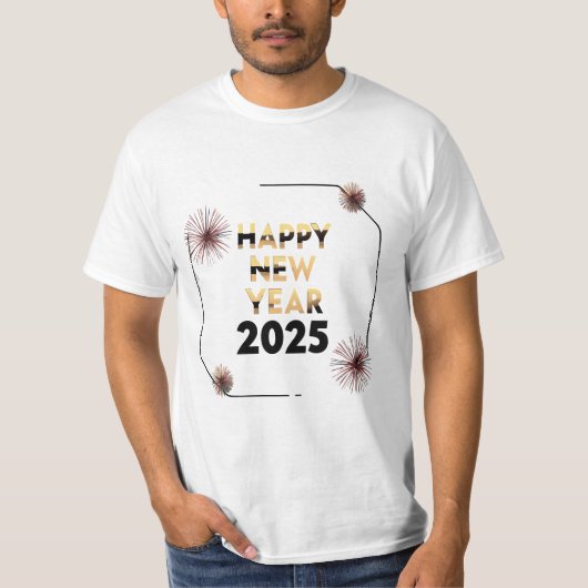 Happy New Year 2025 - Stylish Festive T-Shirt (Voorkant)