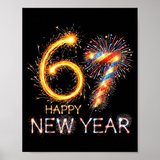 Happy New Year 2026 67th Bday Fireworks Number 67  Poster (Voorkant)