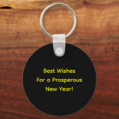 Happy New Year 2026 Black and Yellow Script  Sleutelhanger (Achterkant)