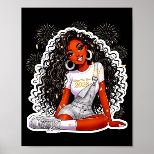 Happy New Year 2026 Black Girl Magic Melanin  Poster (Voorkant)