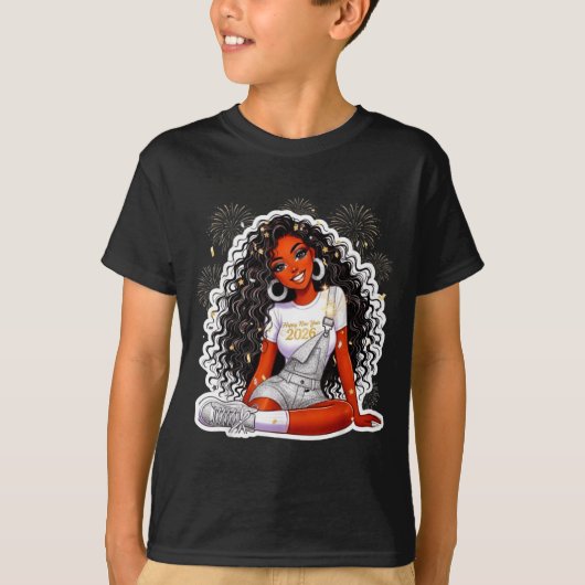 Happy New Year 2026 Black Girl Magic Melanin  T-shirt (Voorkant)
