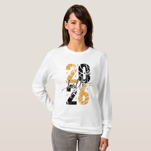 Happy New Year 2026 Black & Gold T-shirt (Voorkant volledig)
