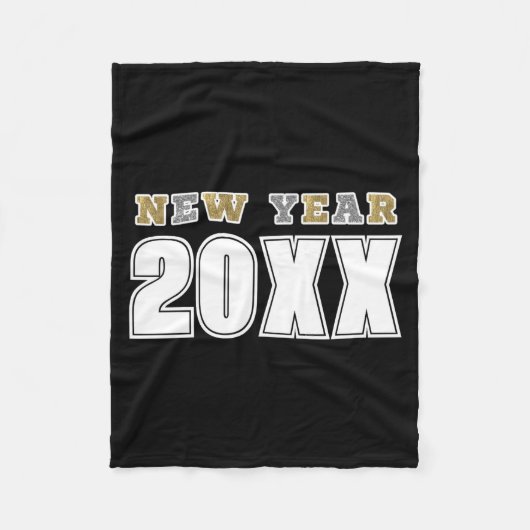 Happy New Year 2026 Black Silver Gold Glitter  Fleece Deken (Voorkant)