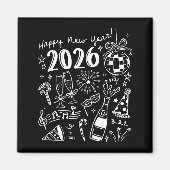 Happy New Year 2026 Bow Funny  Magneet (Voorkant)