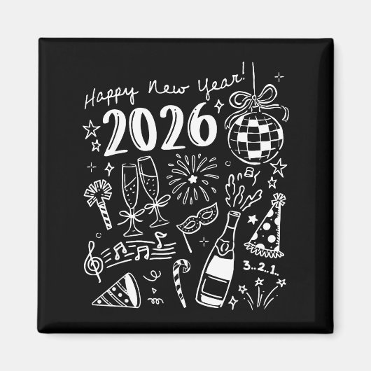 Happy New Year 2026 Bow Funny Magneet (Voorkant)