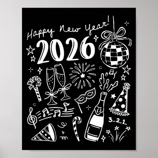 Happy New Year 2026 Bow Funny  Poster (Voorkant)