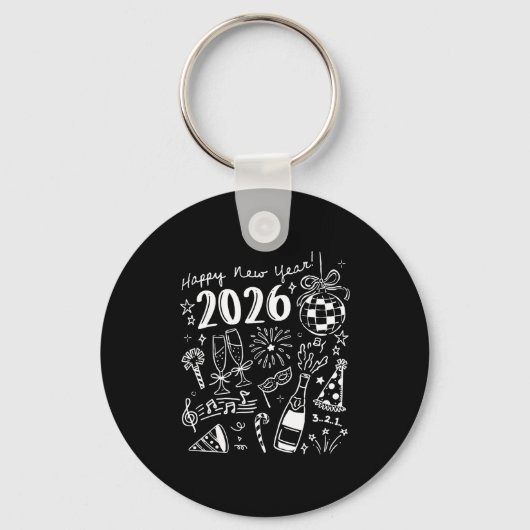 Happy New Year 2026 Bow Funny  Sleutelhanger (Voorkant)