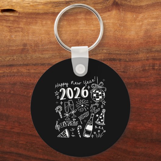 Happy New Year 2026 Bow Funny  Sleutelhanger (Voorkant)