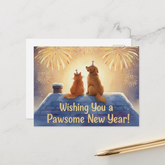 HAPPY NEW YEAR 2026  BRIEFKAART (Voorkant / Achterkant in situ)