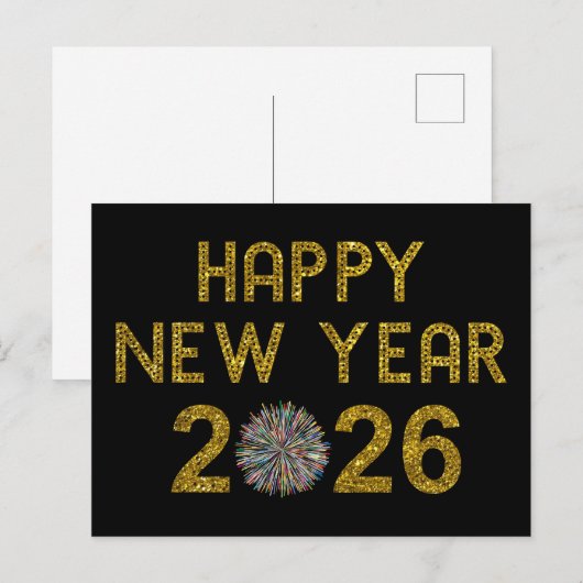 Happy New Year 2026 Briefkaart (Voorkant / Achterkant)
