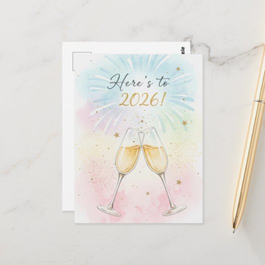 HAPPY NEW YEAR 2026  BRIEFKAART (Voorkant / Achterkant in situ)