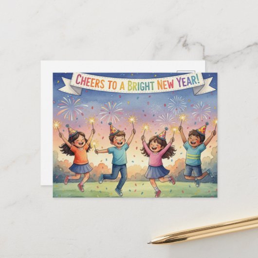 HAPPY NEW YEAR 2026  BRIEFKAART (Voorkant / Achterkant in situ)