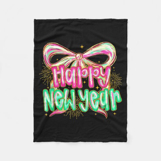 Happy New Year 2026 Brushstroke Coquette Firework Fleece Deken (Voorkant)