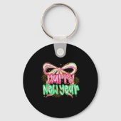 Happy New Year 2026 Brushstroke Coquette Firework  Sleutelhanger (Voorkant)