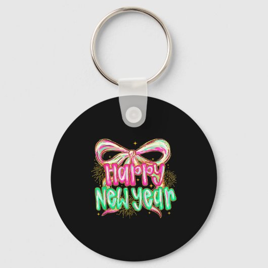 Happy New Year 2026 Brushstroke Coquette Firework  Sleutelhanger (Voorkant)
