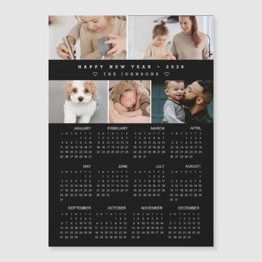 Happy New year 2026 Calendar Photo Collage black (Voorkant)