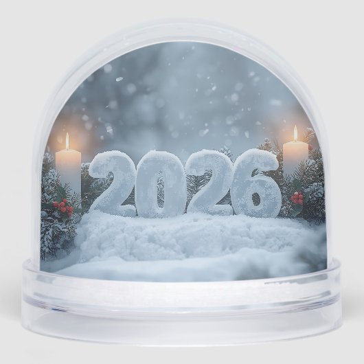 happy new year 2026 candle glow  sneeuwbol (Voorkant)