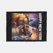 Happy New Year 2026 Capybara Pug Party Art  Fleece Deken (Voorkant (Horizontaal))