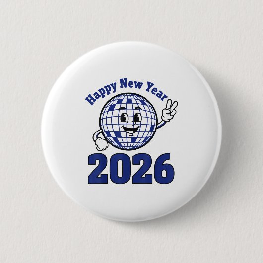 Happy New Year 2026 Celebration Design Ronde Button 5,7 Cm (Voorkant)