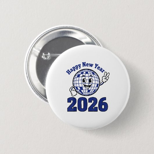 Happy New Year 2026 Celebration Design  Ronde Button 5,7 Cm (Voorkant /achterkant)