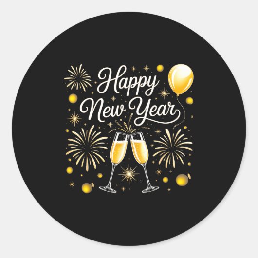 Happy New Year 2026 Celebration Design With Champa Ronde Sticker (Voorkant)