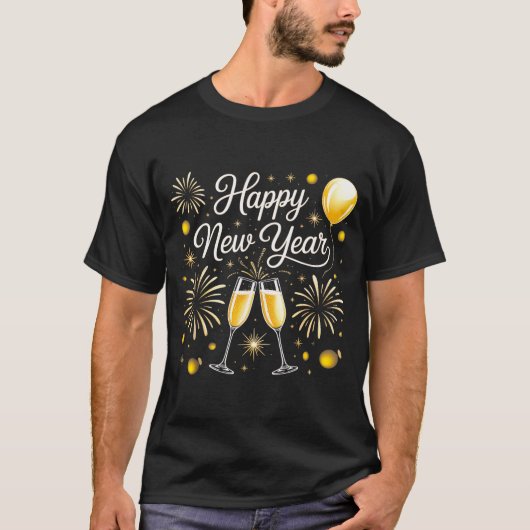 Happy New Year 2026 Celebration Design With Champa T-shirt (Voorkant)